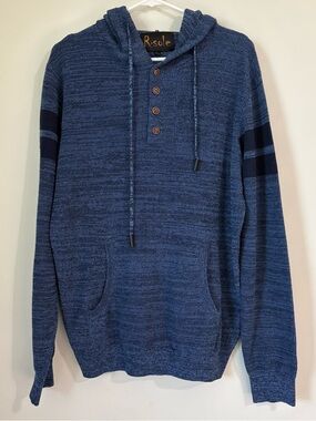 R-Sole Blue Knit Hooded Pullover